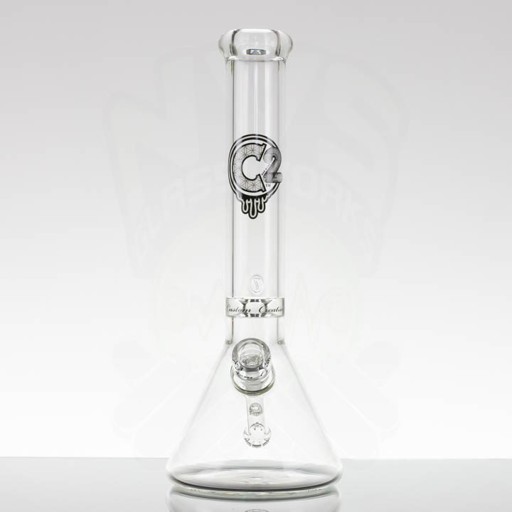 C2 16in 7MM Beaker - Black & White Drip Logo
