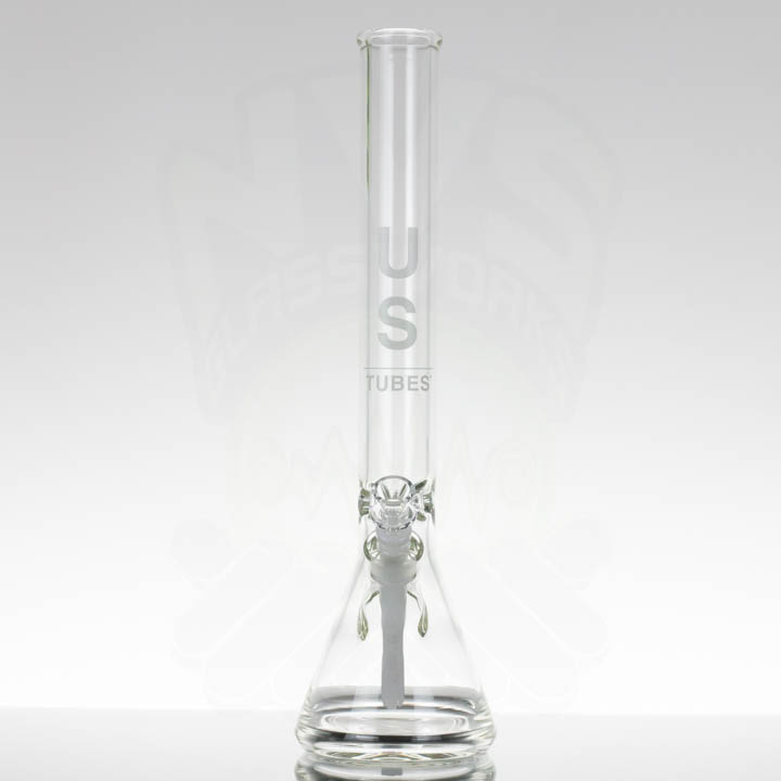 US Tubes 18" 7mm Beaker 57 - White Downstem - White Label