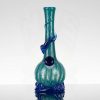 Noble Glass GOG 11.75in Aqua Teal Stripes - Blue Wrap - Blue Base view 1