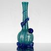 Noble Glass GOG 11.75in Aqua Teal Stripes - Blue Wrap - Blue Base view 5