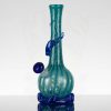 Noble Glass GOG 11.75in Aqua Teal Stripes - Blue Wrap - Blue Base view 2