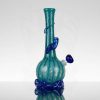Noble Glass GOG 11.75in Aqua Teal Stripes - Blue Wrap - Blue Base view 4