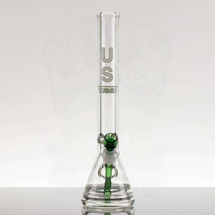 US Tubes 18in 9mm Beaker - 18-24mm 3-Slit Green - Green White Label