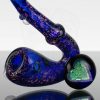 Turtle Time Glass Sherlock - Purple Dichro over Cobalt w Heart Marble view 6