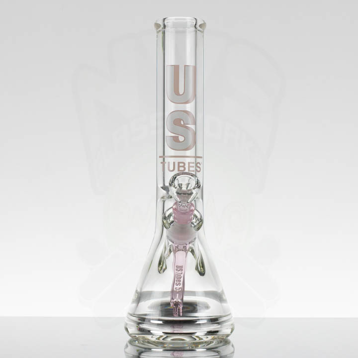 US Tubes 13in 9mm Beaker 59 - Ice Ring - Pink Downstem - Pink Label