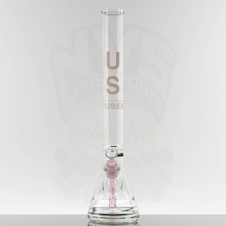 US Tubes 20in Beaker 55 - Ice Ring - 18-24mm Pink - Pink Logo