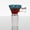 Koji Glass - Worked Slide - 18mm - Aqua Black Orange Red Outlines view 1