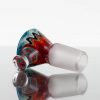 Koji Glass - Worked Slide - 18mm - Aqua Black Orange Red Outlines view 3