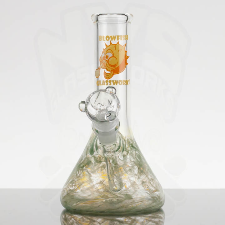 Blowfish Glassworks - Wrap n Rake Beaker - Light Green - Orange Label
