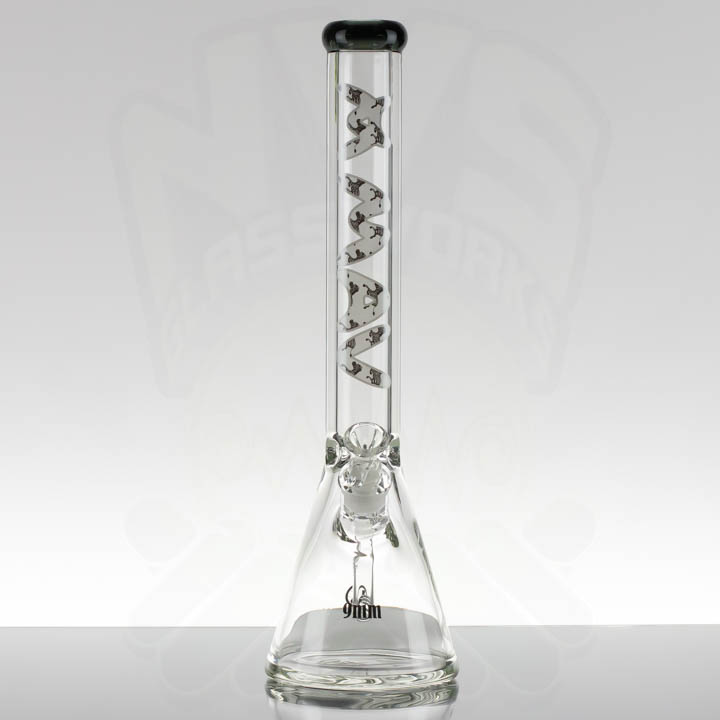 MAV 18in 9mm Beaker - Trans Black - Zebra Label