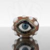 Hardman Art Glass - Evil Eye Spoon - Blue Faded Eye - Red Concrete Speckled Spoon view 1