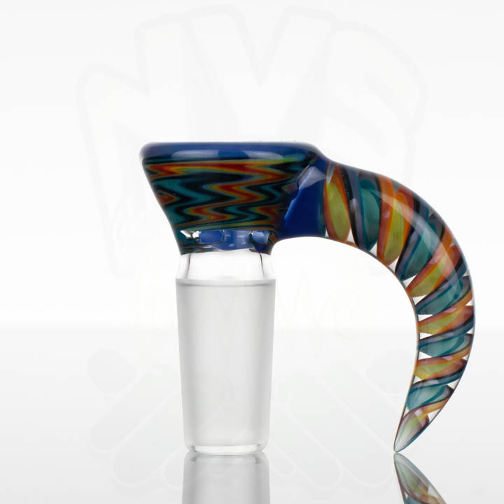 Kai Brown Glass - 14mm Horn Slide - Blue Spectrum
