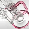 Rye Deyer - 15in 44MM Gridline Double Uptake Recycler w Slide Stand - UV Ruby view 6