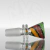 Turtle Time Glass 14mm Slide - Gold Dichro Over Rasta view 2