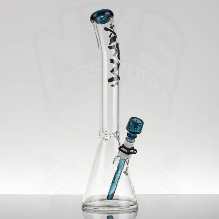 AFM 18in 7mm Bent Neck Beaker - Midnight Blue - Wavy Logo