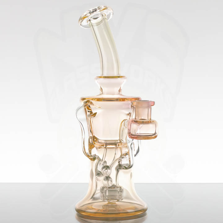 Chubby Glass - 10mm Fumed Gill Recycler - Gold x Silver