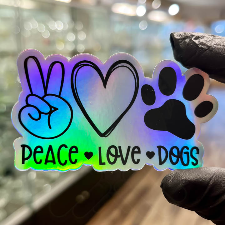 Otto's Grotto Holographic Vinyl Stickers - Peace Love Dogs