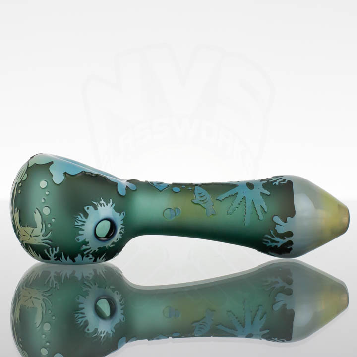 Liberty Glass Spoon - Ocean Treasure - Trans Green