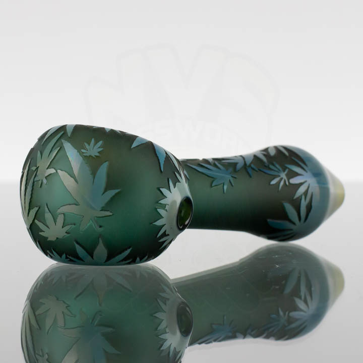 Liberty Glass Spoon - Mary Jane Leaves - Trans Green