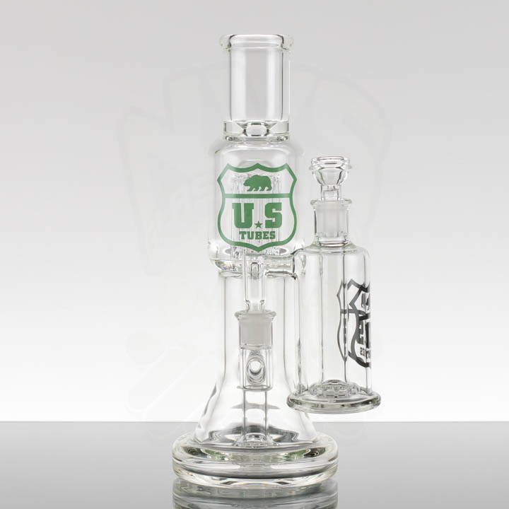 US Tubes 12in Stemless Circ Hybrid 8arm Ash Catcher Combo V2 - Fern Jet Black