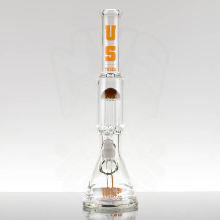 US Tubes 17in 7mm 12 Arm Beaker - Fire Gold