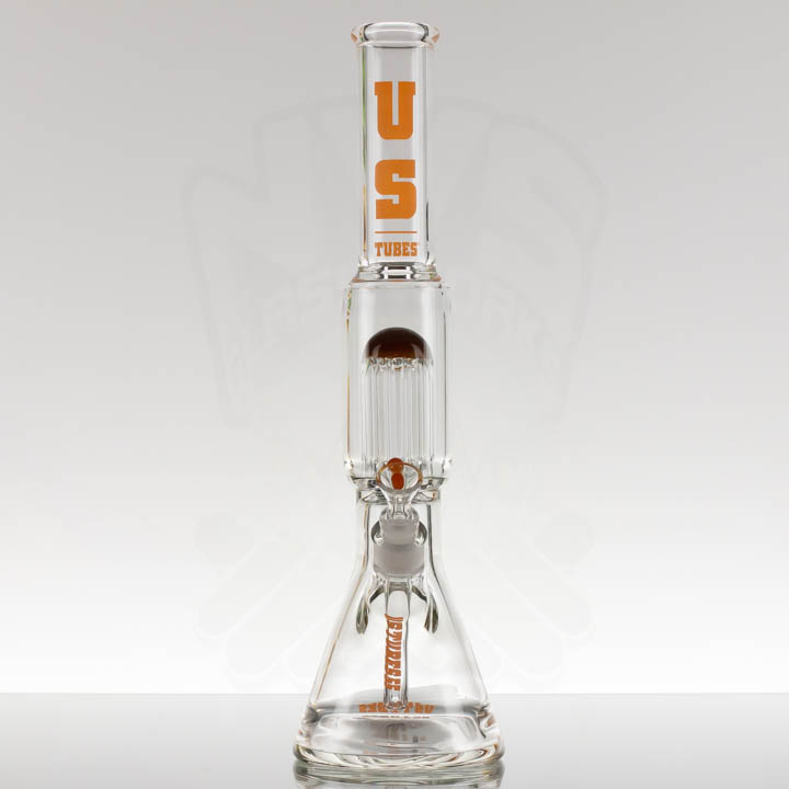 US Tubes 17in 7mm 12 Arm Beaker - Orange