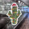 Big Moods Vinyl Sticker - Cactus Wearing Winter Lights view 1