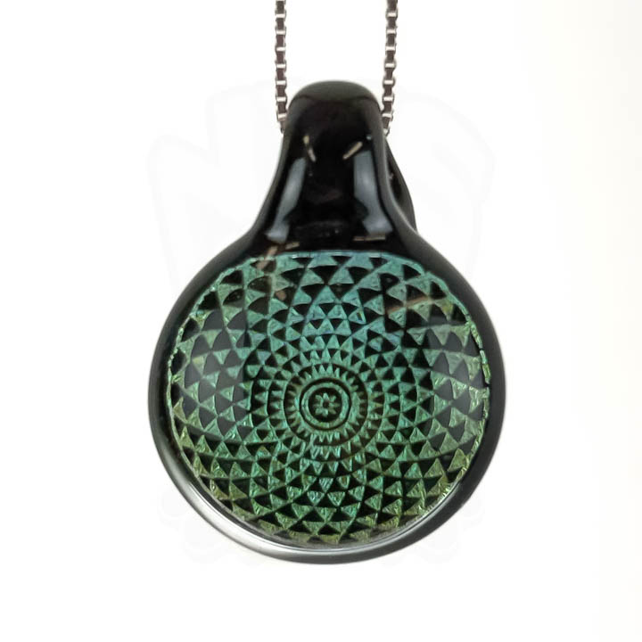Amorphous Art - Small - Green Dichroic Aztec Mandala